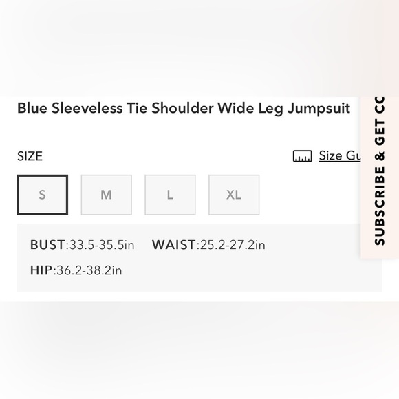 Cupshe Blue Sleeveless Tie Shoulder Wide Leg Jumpsuit Sz S - Picture 10 of 10